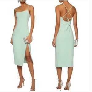 Cinq A Sept Mint Green Cairen Silk-Trimmed Stretch-Cady Midi Dress Size 2